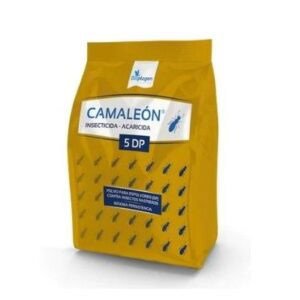 Insecticida Camaleón 5DP para control de plagas en hogares y jardines, eficaz contra hormigas y cucarachas.