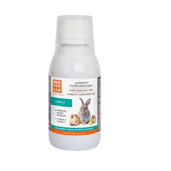 Alimento complementario para roedores y conejos, inmunidad y vitamina C, 150ml.