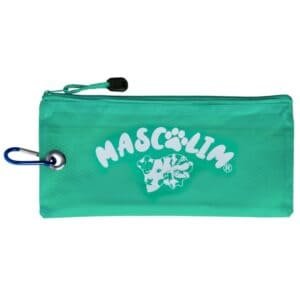 Bolsa de transporte para mascotas en color verde con logo Mascotil, ideal para paseos y viajes.