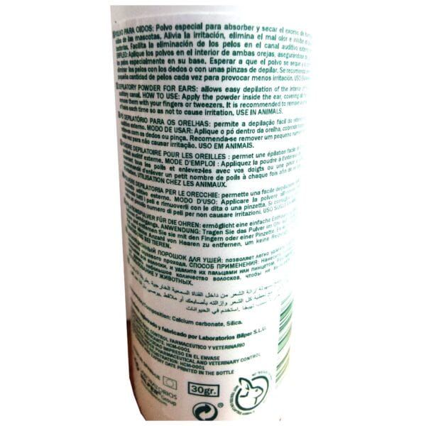 Polvo especial para oídos para mascotas, para absorber y secar exceso de humedad, fácil de aplicar y eliminar irritaciones en animales.