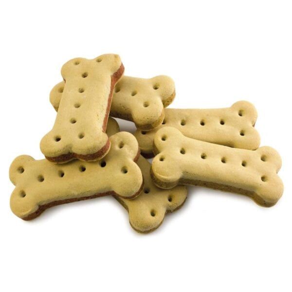 Perro de galleta con forma de hueso, galletas de mantequilla para mascotas, snack para perros.