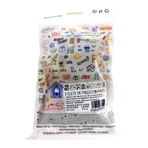 Colorido envase de comida para mascotas con ilustraciones de perros, gatos y accesorios en la tienda TodoMASKOTAS.