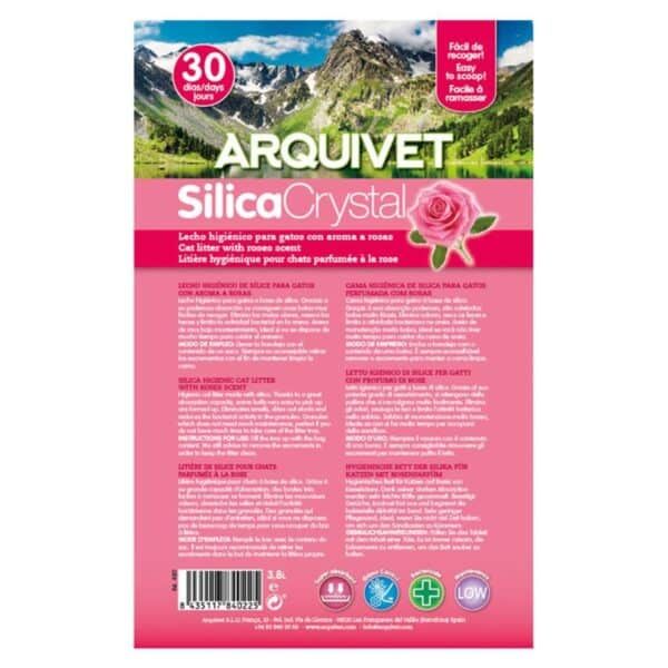 Papelera higiénica para gatos con aroma a rosa en paquete de 3.8 kg, fácil de recoger y con olor a rosa.