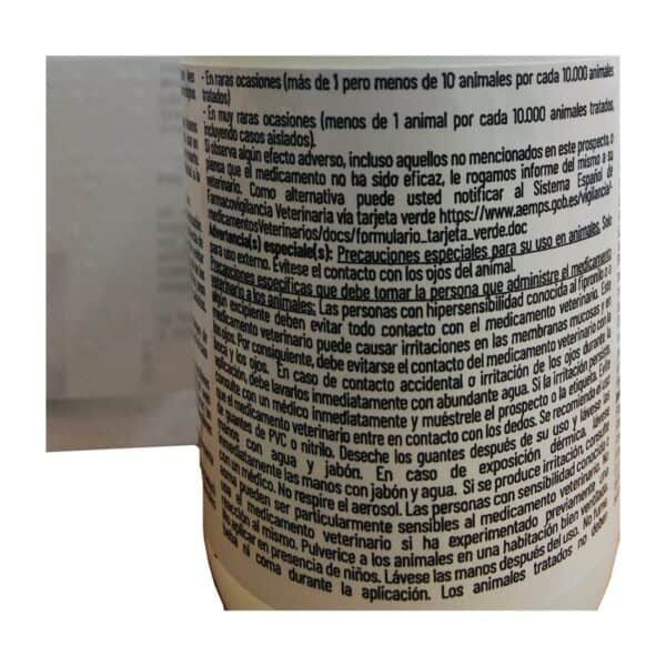 Medicamento veterinario cajetilla advertencia seguridad mascotas cuidado animales de compañía.