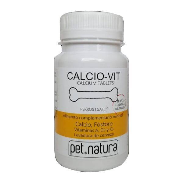 Suplemento mineral para perros y gatos, calcio y fósforo, con vitaminas y levadura de cerveza.