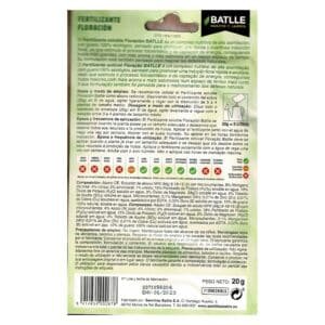 Fertilizante soluble Batlle para plantas, promoción y floración, 20g, cuidado de jardines y huertos, fórmula ecológica y segura.