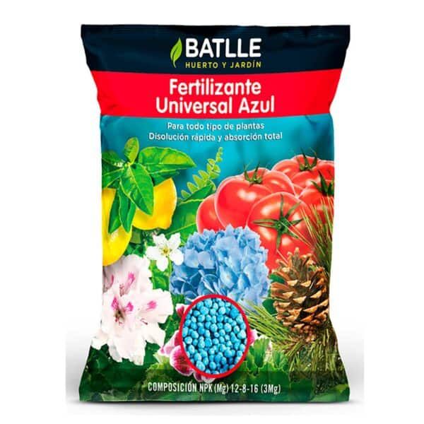 Fertilizante universal azul para plantas, absorción rápida y efectiva, en formato de 1 kg.