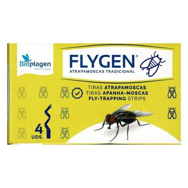 Cinta atrapamoscas Flygen para control de insectos, 4 unidades, efectiva trampa para moscas y mosquitos.