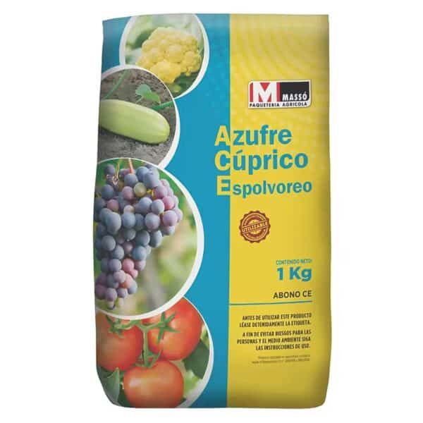 Azufre cuprico en polvo, fertilizante agrícola 1kg, para plantas y agricultura.