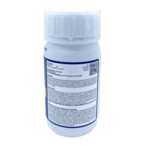 Ocs:control del insecticida en spray, envase blanco con instrucciones en español, logo QR en etiqueta, eficaz para eliminación de plagas.