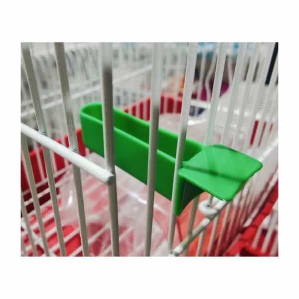 Vara de seguridad para carteles en jaulas de mascotas, plástico resistente y fácil de usar.