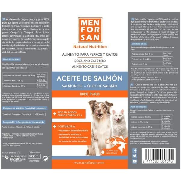 Salmon oil for dogs and cats, natural nutrition, pure salmon oil, pet supplement, omega 3 6 fatty acids, improves mobility and joint health, TodoMASKOTAS.