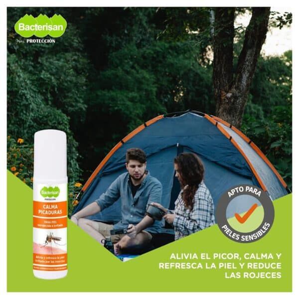 Alivio para picaduras de insectos para pieles sensibles, con fórmula calmante y refrescante.