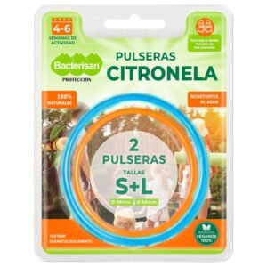 Pulseras citrónela para niños, resistentes al agua, naturales y veganas, tamaño S+L, ideal para actividades familiares.