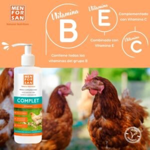 Vitaminas para pollo con vitaminas B, E y C para fortalecer, vigor y salud en aves de corral.