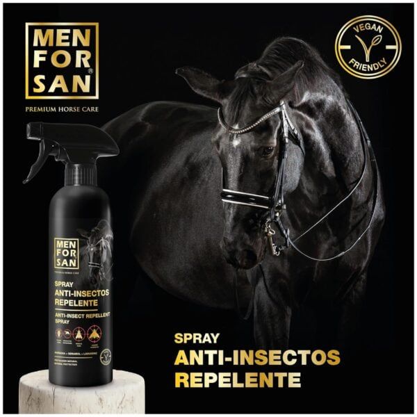 Spray anti-insectos para caballos, repelente y protección natural para equinos.