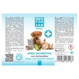 Protector antibacteriano para perros y gatos, spray con clorhexidina para heridas y irritaciones.