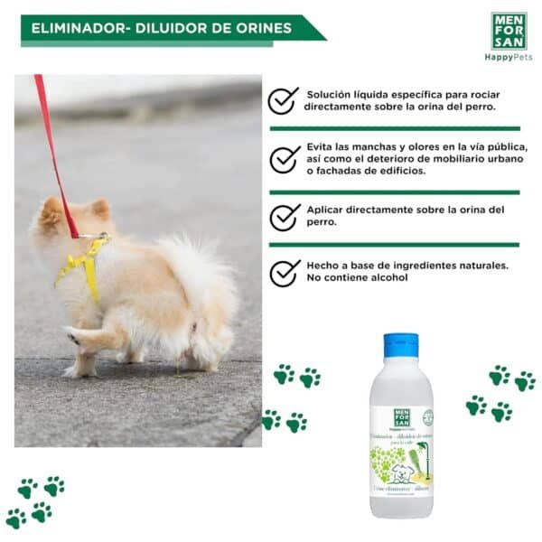 Eliminador líquido para orines de perros, fácil de usar y natural para mantener la higiene.