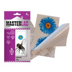 Cinta adhesiva insecticida para eliminar moscas en ventanas y puertas.
