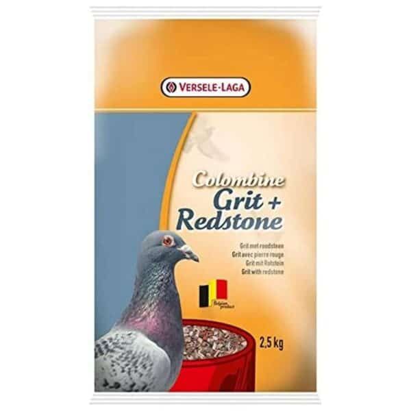 Pigeon feed with grit and red stone, 2.5 kg, suitable for racing pigeons.