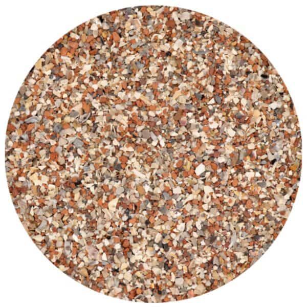 Mineral triturado para decoración y jardinería, acabado natural y colorido en tonos tierra.