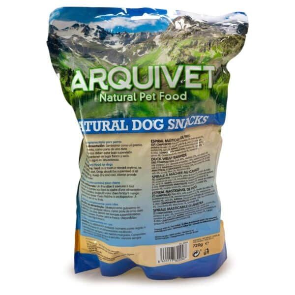 Arquévet Snacks naturales para perros, espiral masticable de pig y pato, 720g.