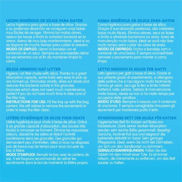 Lecho higiénico de silicona para gatos, alternativa segura y lavable para arena convencional seguro y resistente.