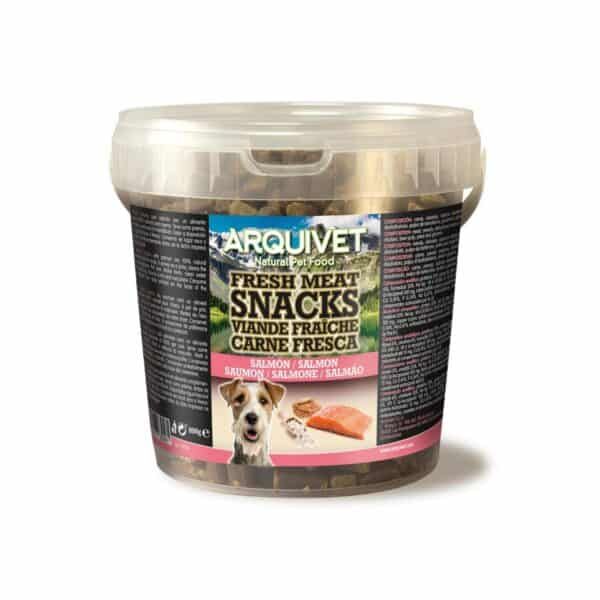 ArquiVet snacks de salmón para perros, 100% natural, recompensa saludable y deliciosa.