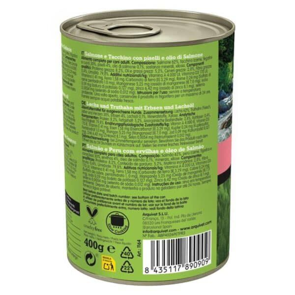 Salmon y atún en lata para mascotas, alta calidad y fácil de servir. Producto apto para gatos y perros adultos.