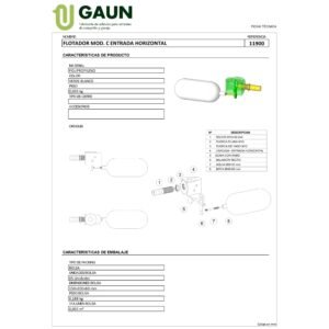 Vendedor de flotador con entrada horizontal y accesorios para acuarios y estanques.