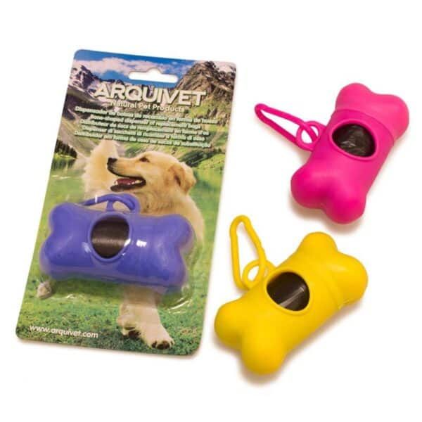 Coloridos dispensadores de bolsas de perro dearkivet, ideales para paseos con mascotas.