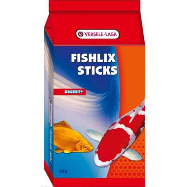 FISHLIX STICKS alimento para peces koi y de agua dulce, 5 kg, envasado para acuarios.