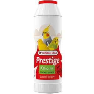 Cola de cebo para aves Prestige Kristal con anís, 15% concha, ideal para loros y aves exóticas.