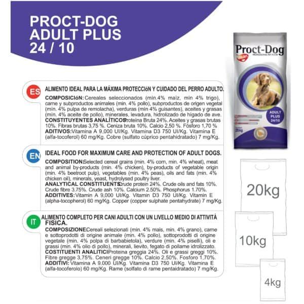 Proct-dog adult plus pienso para perros adultos 24/10, saco 2kg.