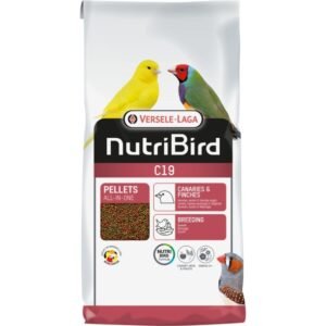 Alimento para aves NutriBird C19 en pellets para canarios y finches, alimentación completa para aves de jaula.