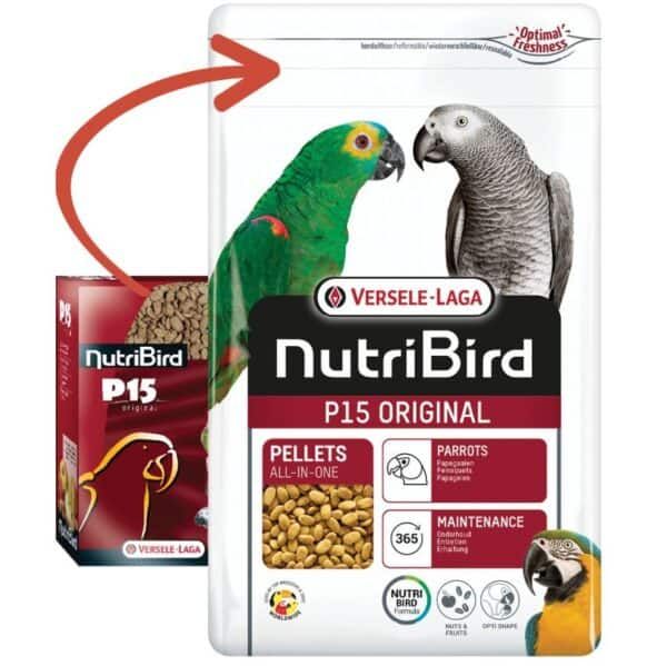 NutriBird P15 alimento para loros y aves, pellets de alta calidad, cuidado y mantenimiento de mascotas al mejor precio.