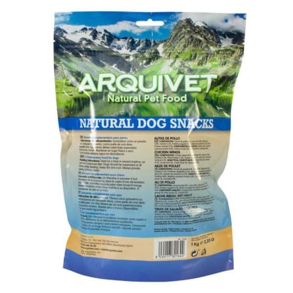 Arquivet comida natural para perros, snacks premiun de pollo y salmón en bolsa de 1 kg.