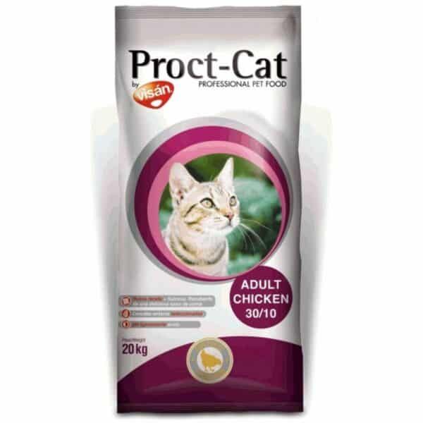 Proct-Cat pienso para gatos adultos con pollo, 20kg, alimentación equilibrada y saludable.