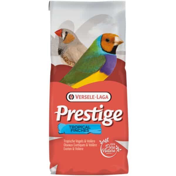 Alimentos para aves tropicales con colores vibrantes, 750 g, marca Versele-Laga Prestige.