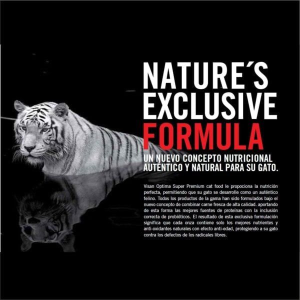 Natura exclusiva fórmula para gatos con ingredientes naturales y proteicos de alta calidad.
