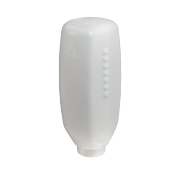 Botella dispensadora blanca para productos de limpieza o cosméticos.