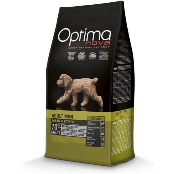 Alimentos para perros, comida para mascotas, pienso premium para perros pequeños, Optima Nova, carne y patata.