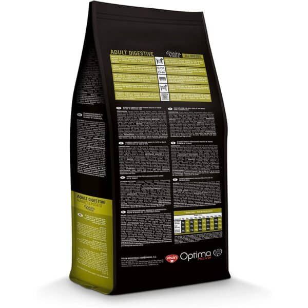 Alimento para perros adultos digestivo con ingredientes naturales y sin cereales.