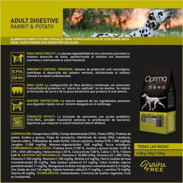 Alta: Alimento completo para perros adultos de cualquier raza con digestión delicada y protección intestinal.