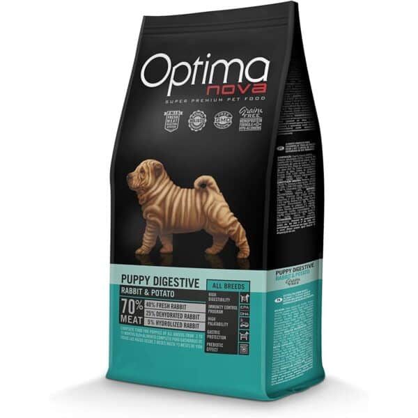 Optima Nova alimento para perros con carne de conejo y patata, digestivo y natural.