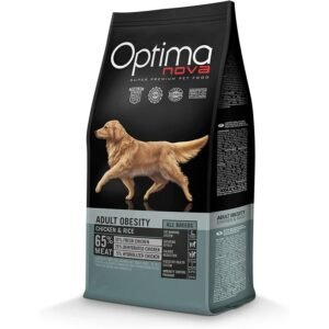 Optima Nova pienso para perros con pollo y arroz, alimentación para adultos obesos.