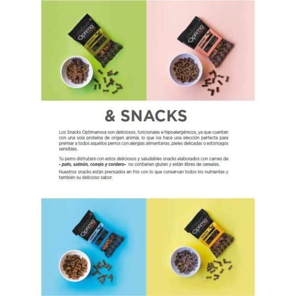 Snacks para perros optimados, saludables y libres de gluten, ideales para perros con alergias alimentarias.