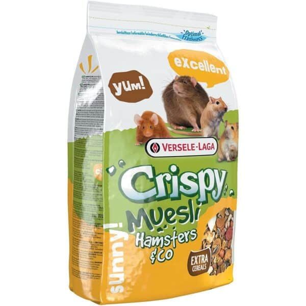 Alimento para hamsters y roedores Crispy Muesli Versele-Laga, 1 kg, comida saludable y nutritiva.