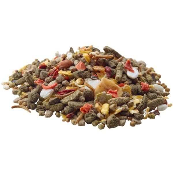 Mezcla de semillas para pájaros, alimentador natural con variedad de ingredientes nutritivos.