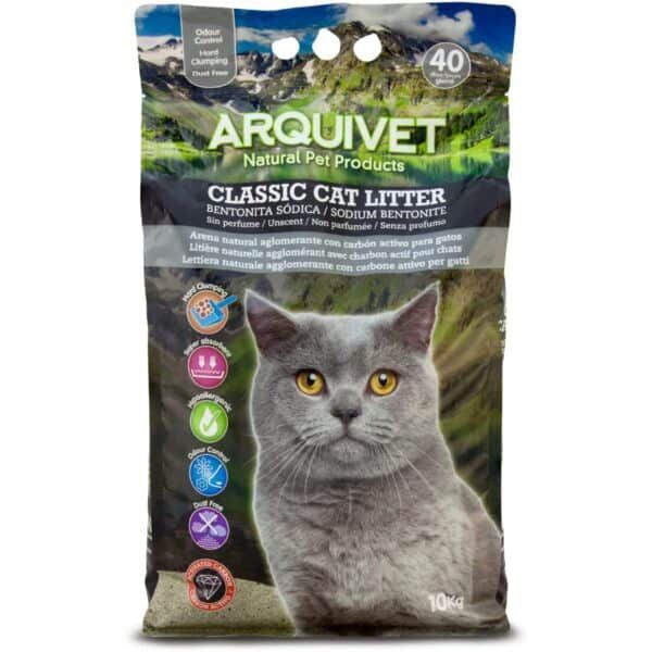 Arenas naturales para gatos con carbón activo, sin perfume ni fragancia.